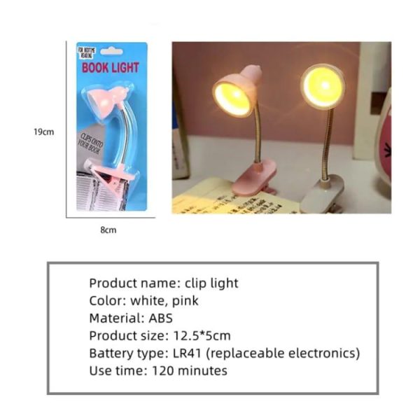 1pc Mini Led Clamp Reading Lamp Night Lights (random Color)